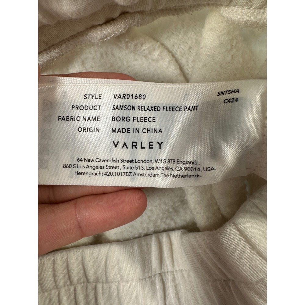 Varley Samson Relaxed‎ Fleece Pant Cream Borg Sherpa Cargo Joggers Medium - Picture 10 of 13